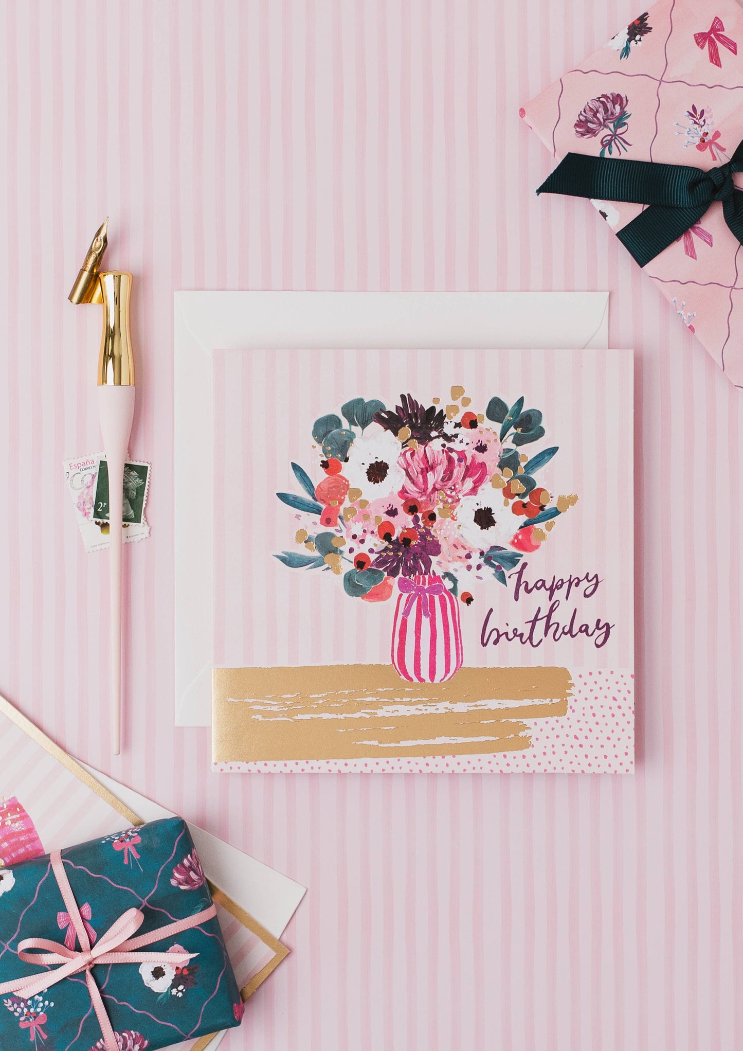 Maison Open Birthday Vase Of Flowers Happy Birthday