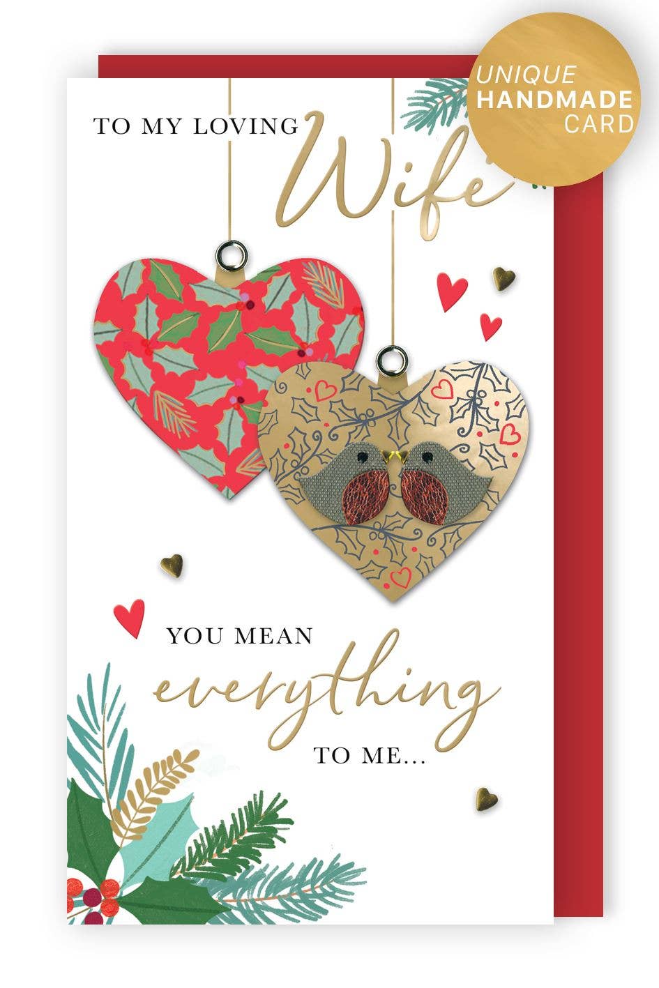 Wife - Heart - Christmas Card - Champagne - Second Nature