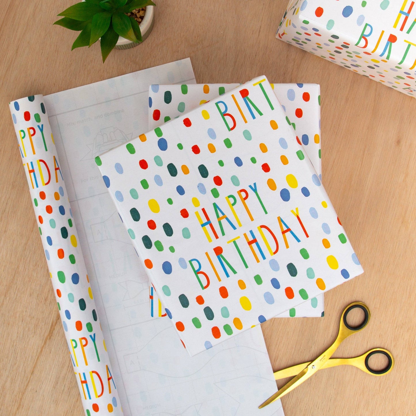 2M Colourful Happy Birthday Wrapping Paper Roll