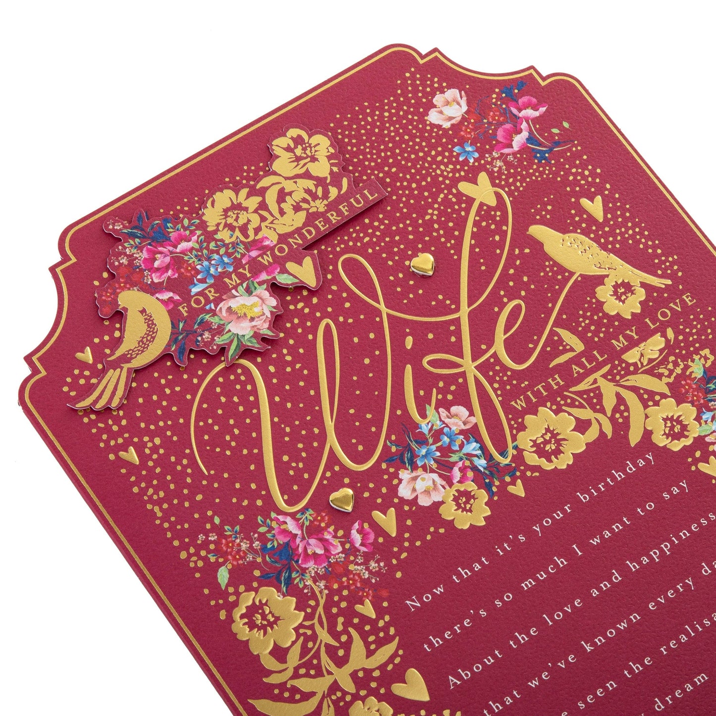 Birthday Card for Wife with Floral Design and Verse #4