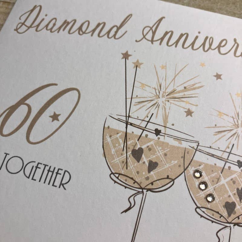 60th Diamond Anniversary Coupe Glasses with Sparklers