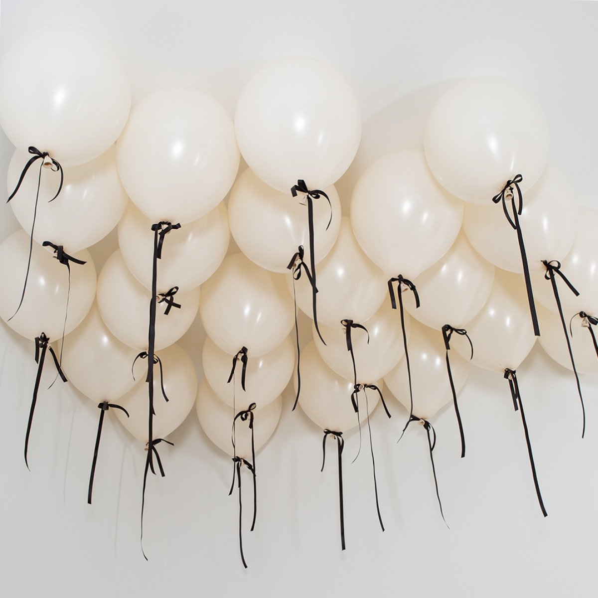 Black Ivory Bow Latex Ceiling Balloons (Helium Filled)