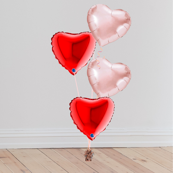 Quadruple Foil Balloon Bouquet (Inflated with Helium & Weight Included)