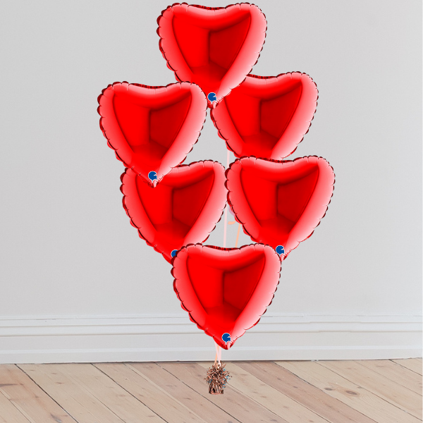 Six Foil Balloon Bouquet (Inflated with Helium & Weight Included)