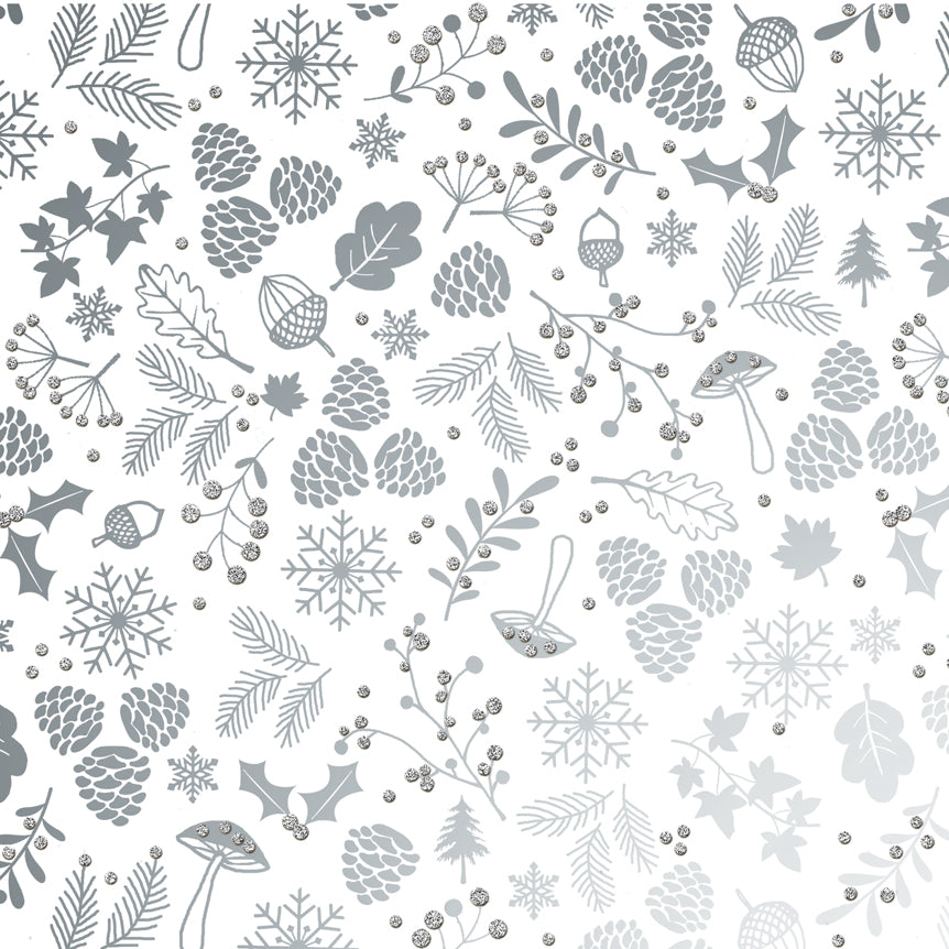 Uniqueco Bio Glitter FSCM Rollwrap 2m Luxe Silver Icons on W