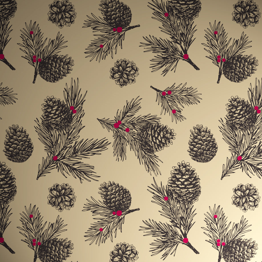 Uniqueco Printed FSCM Rollwrap 2m Winter Deluxe Pine Cones o