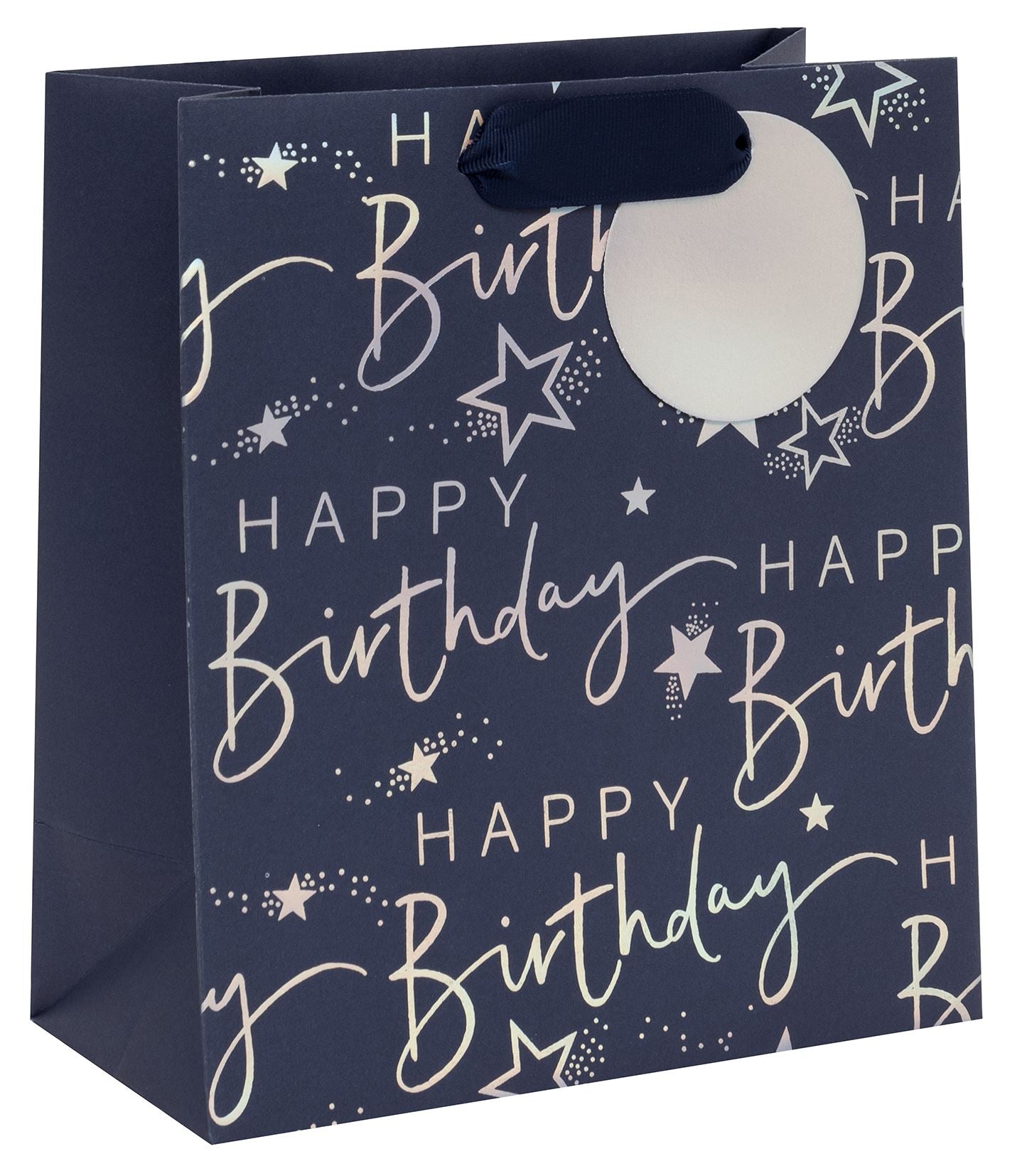 BAG MEDIUM HAPPY BIRTHDAY SCRIPT BLUE