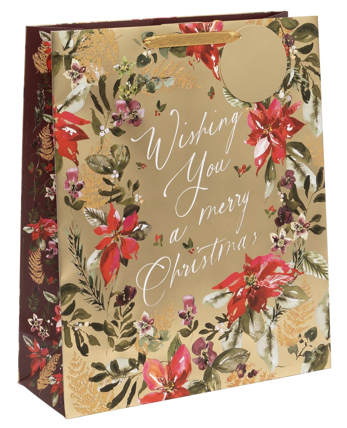 BAG SHOPPER FESTIVE FLORAL GOLD