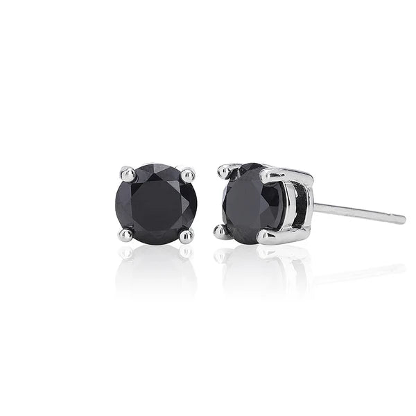 6mm Black Solitaire Stud Earrings