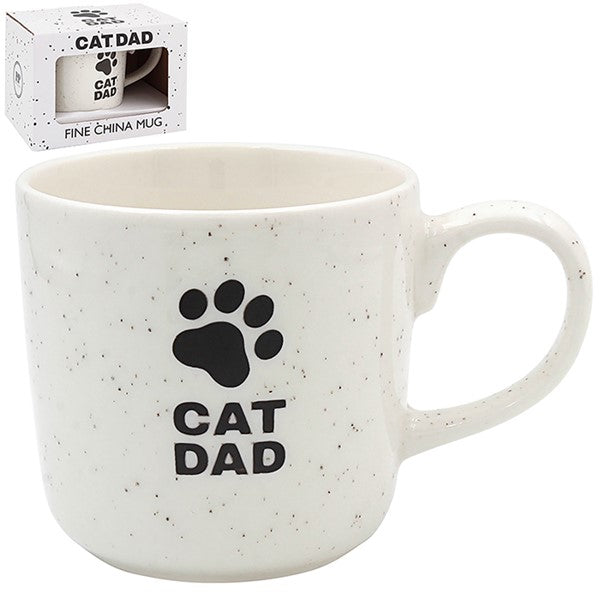 Reactive Glaze Cat Dad White Mug