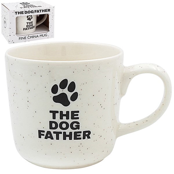 Reactive Glaze Dog Father White Mug