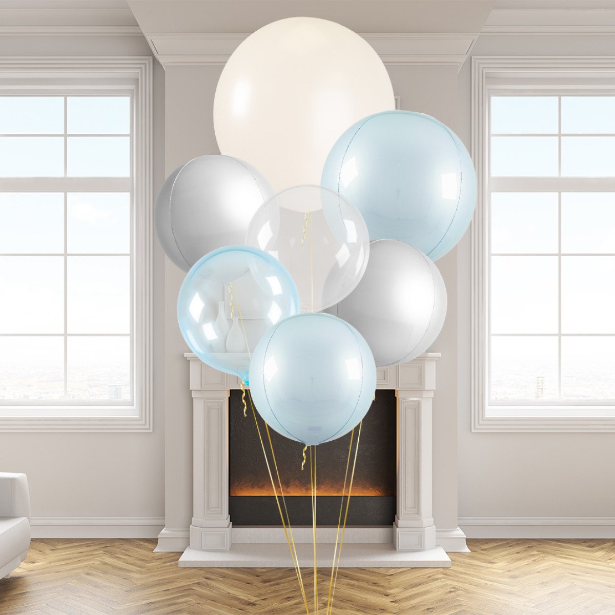 Baby Blue Giant Latex Balloon Bouquet (Helium Filled)