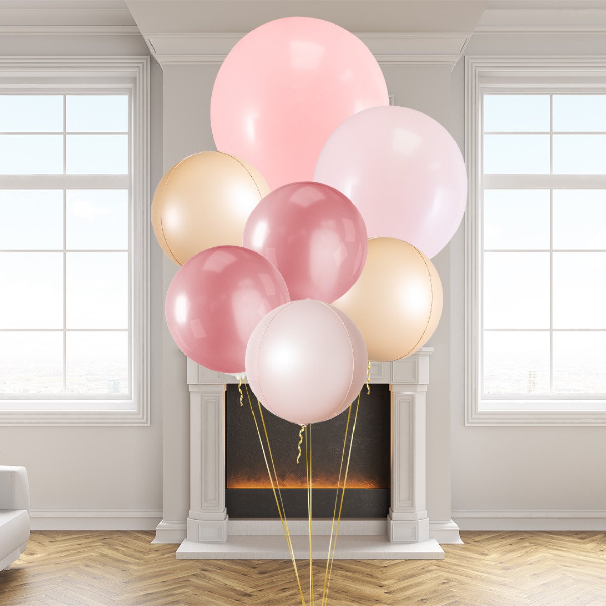 Pink Rose Gold Giant Latex Balloon Bouquet (Helium Filled)