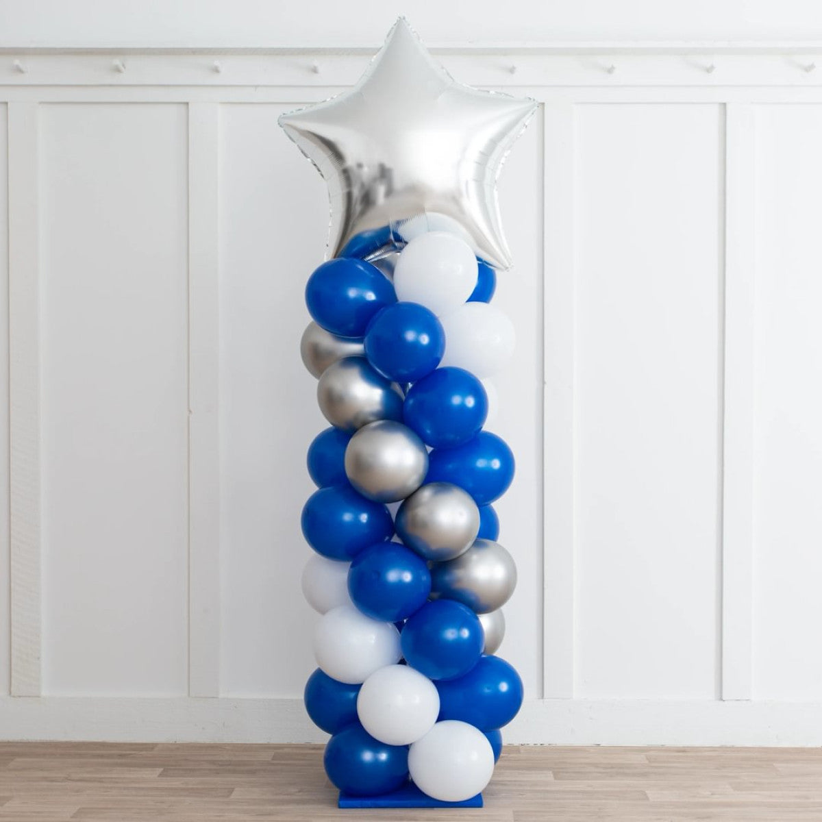Blue Chrome Balloon Pillar