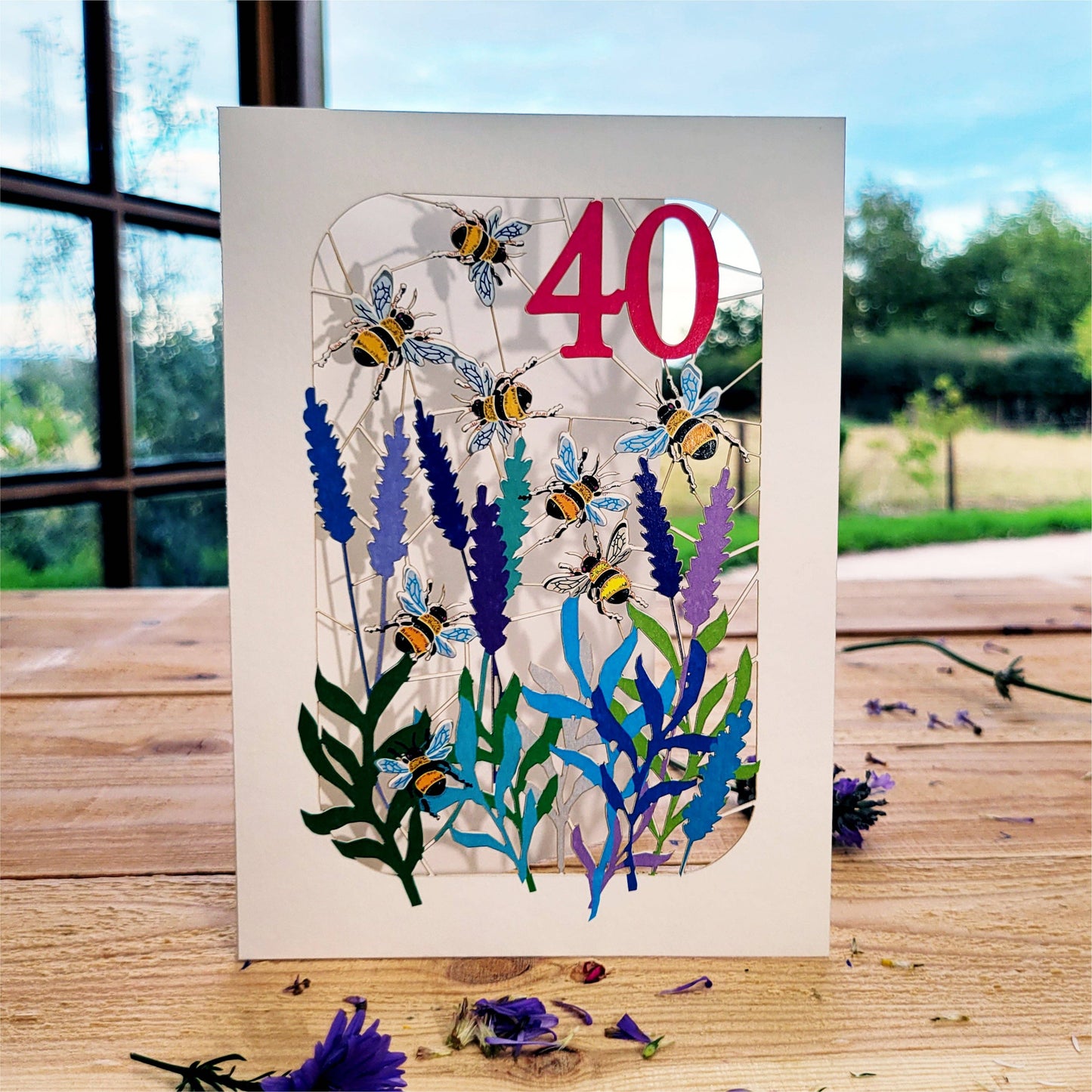 Age 40 Bee Design Birthday Card