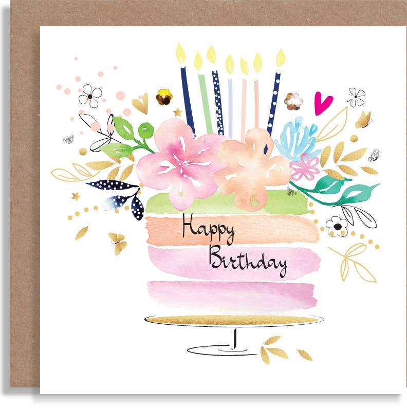 W01 Birthday Cake Birthday Hand-Finished Sequin Card