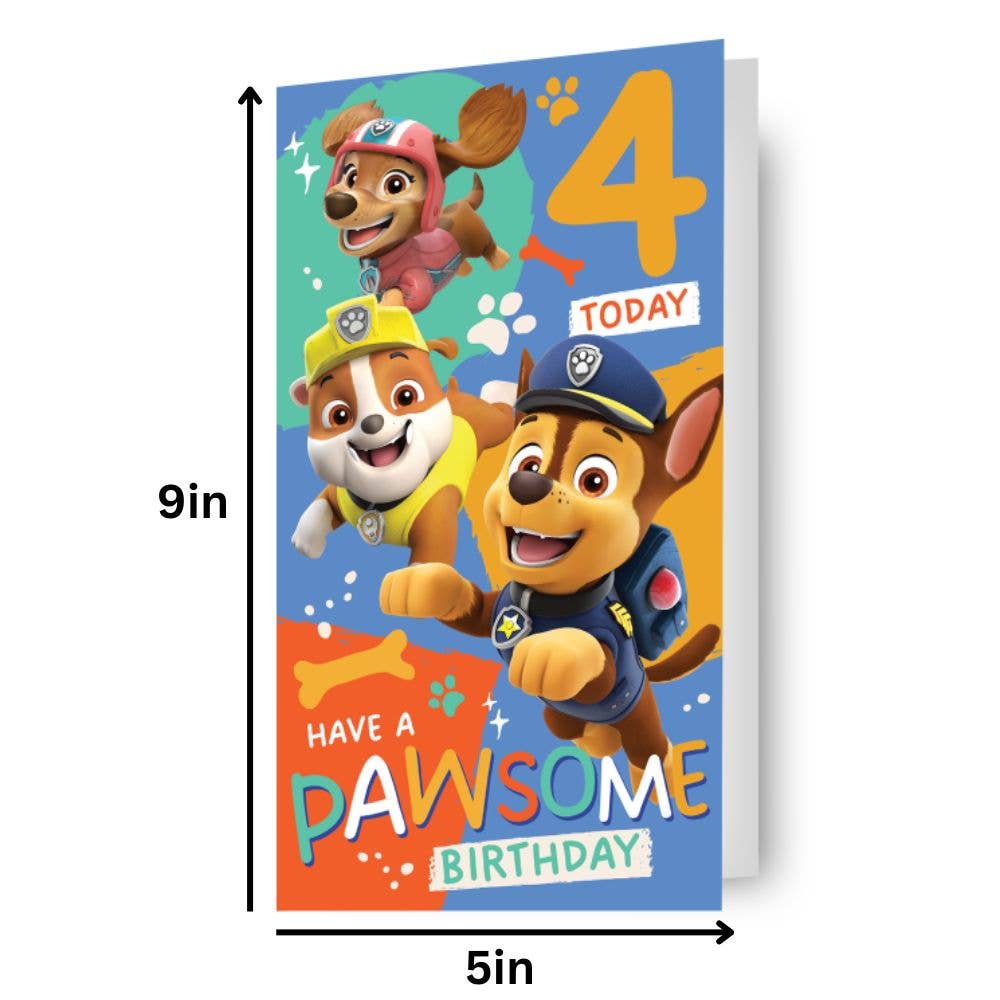 Paw Patrol Age 4 Sticker Birthday Card