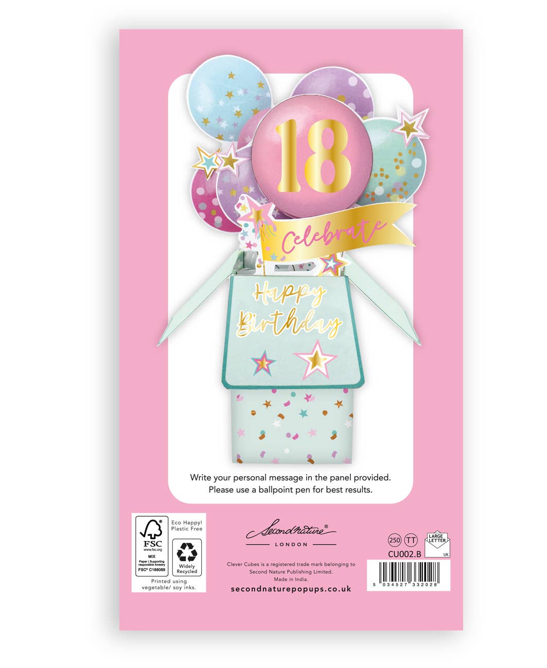 18th Balloons - 3D Pop Up's Greeting Card - Second Nature