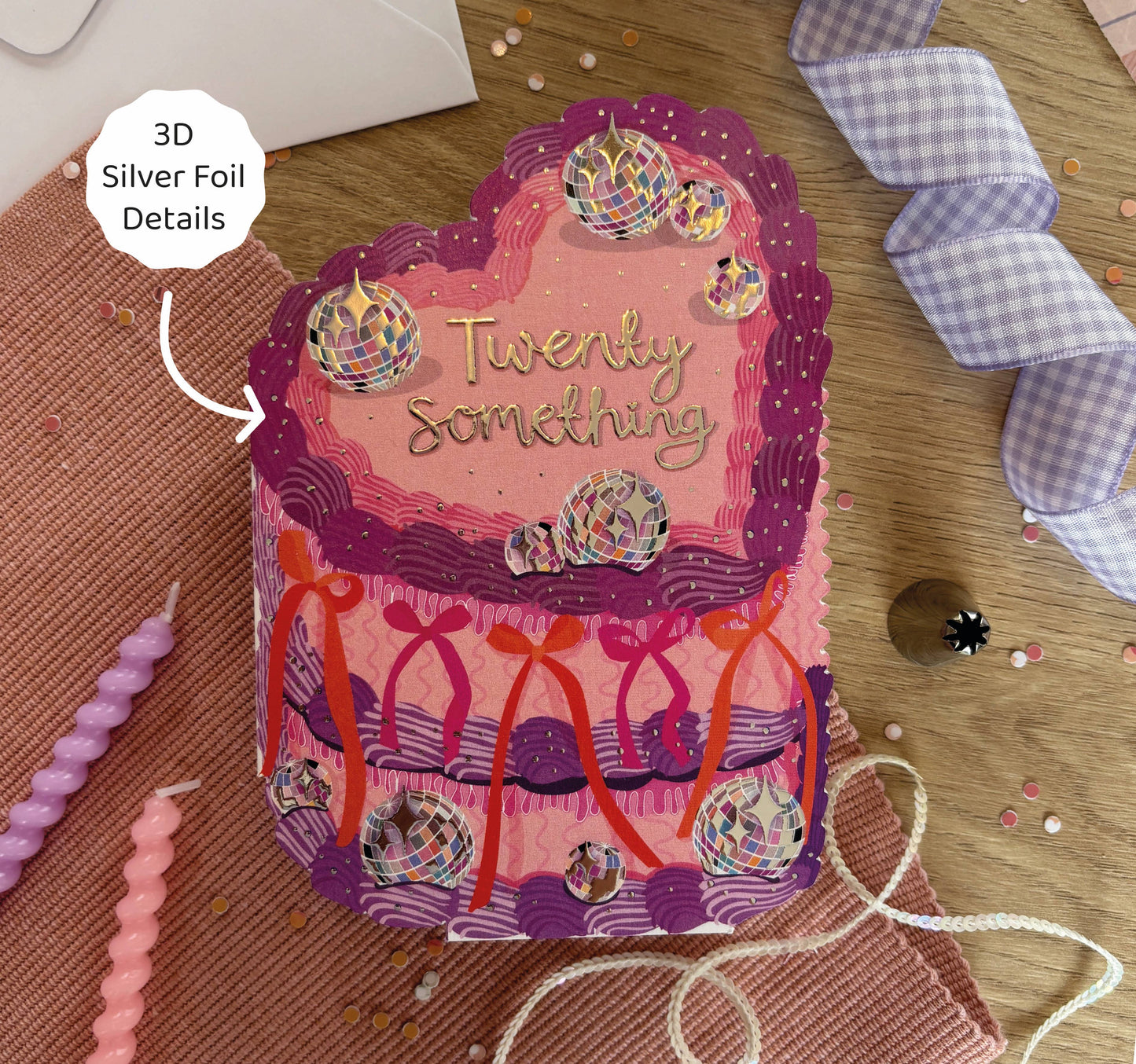 Twenty Something - Birthday Cake Shaped Greeting Card