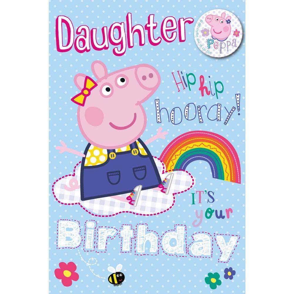 Peppa Pig Daughter Birthday Card & Badge