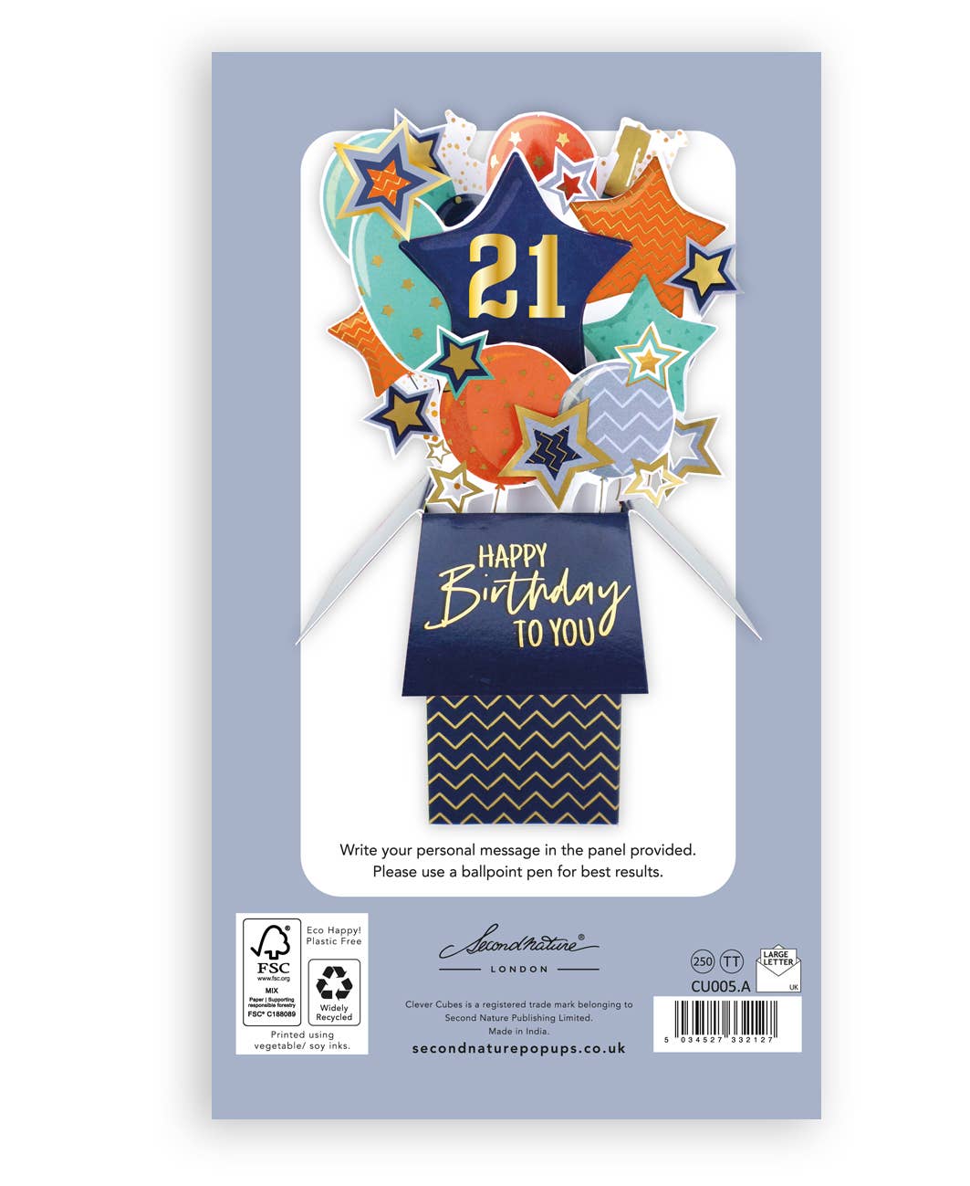21st Balloons Stars - 3DPopUp's GreetingCard - Second Nature
