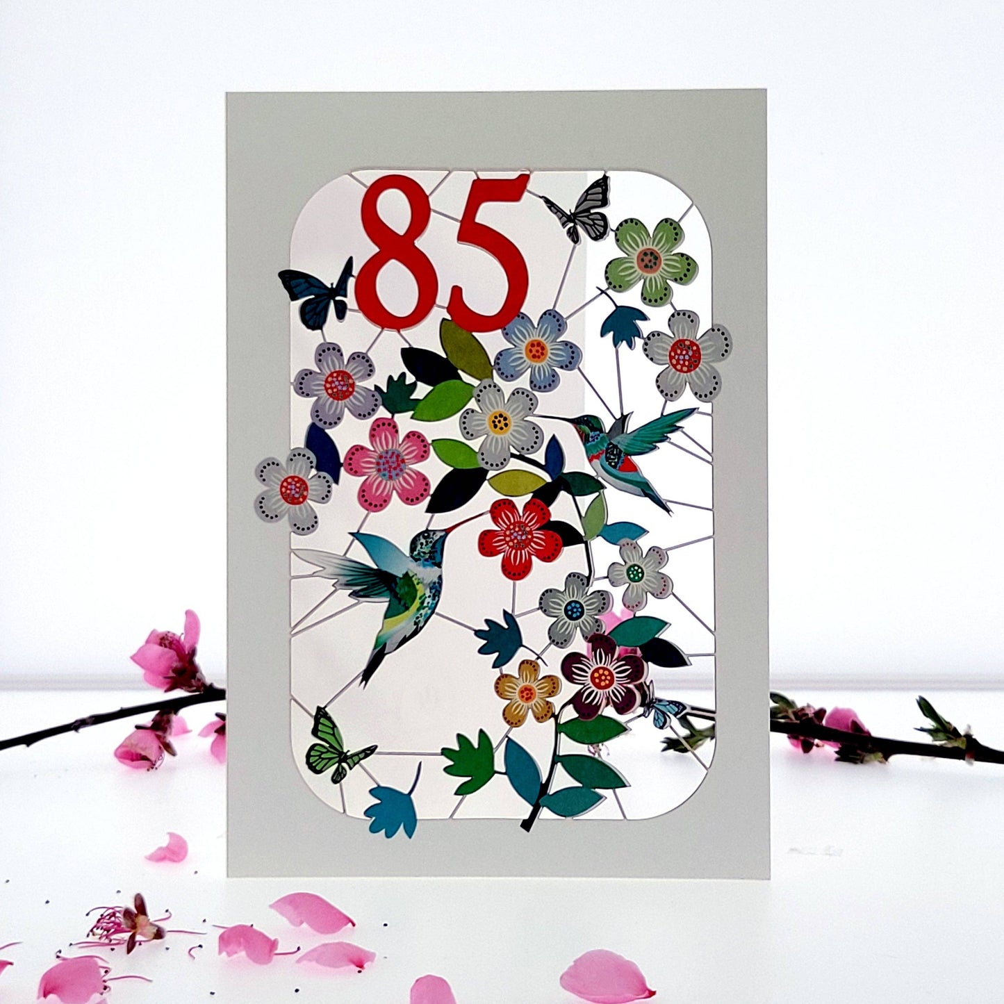 85TH Birthday Card with Humming Bird Design