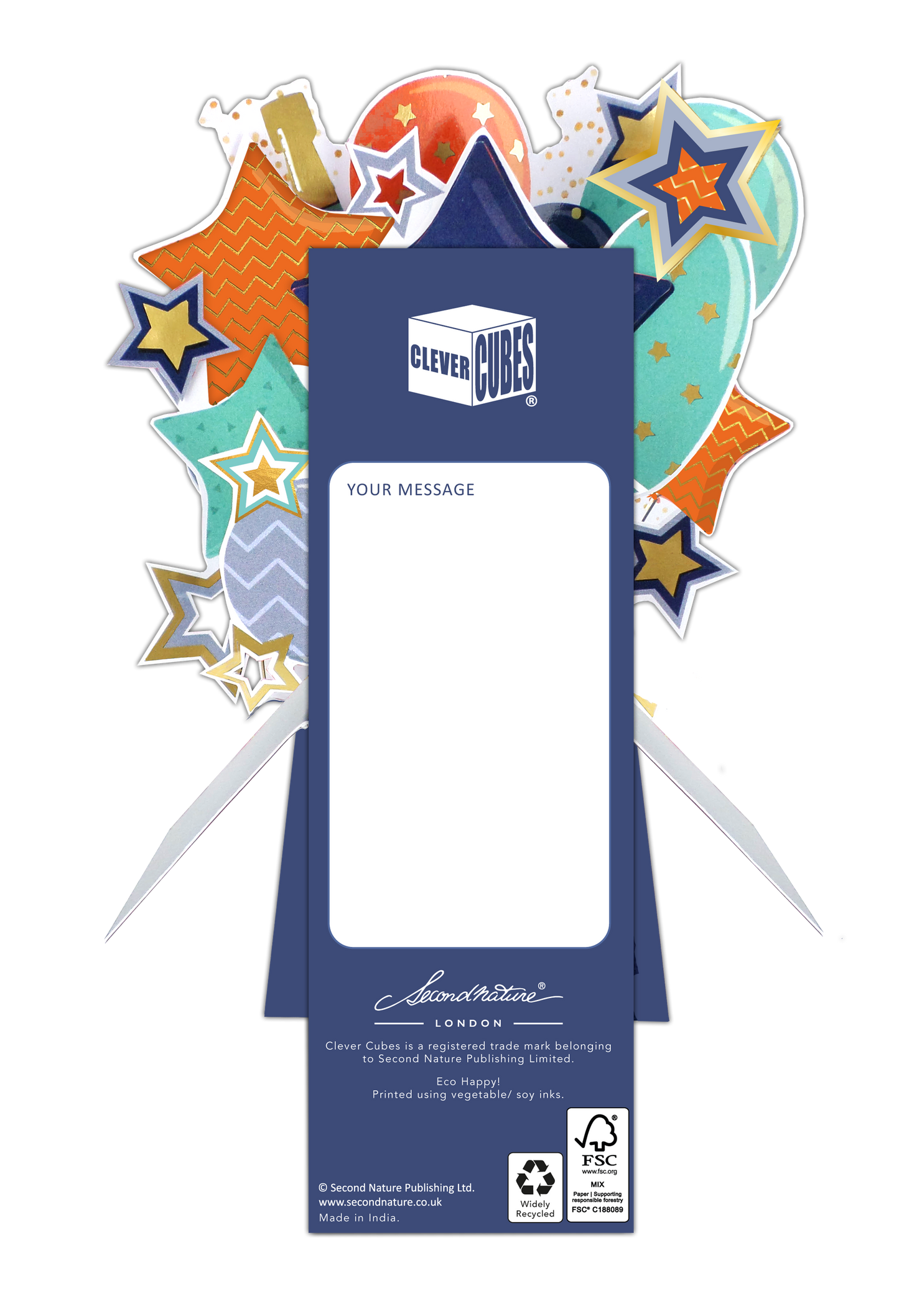 80th Balloons Stars - 3DPopUp's GreetingCard - Second Nature