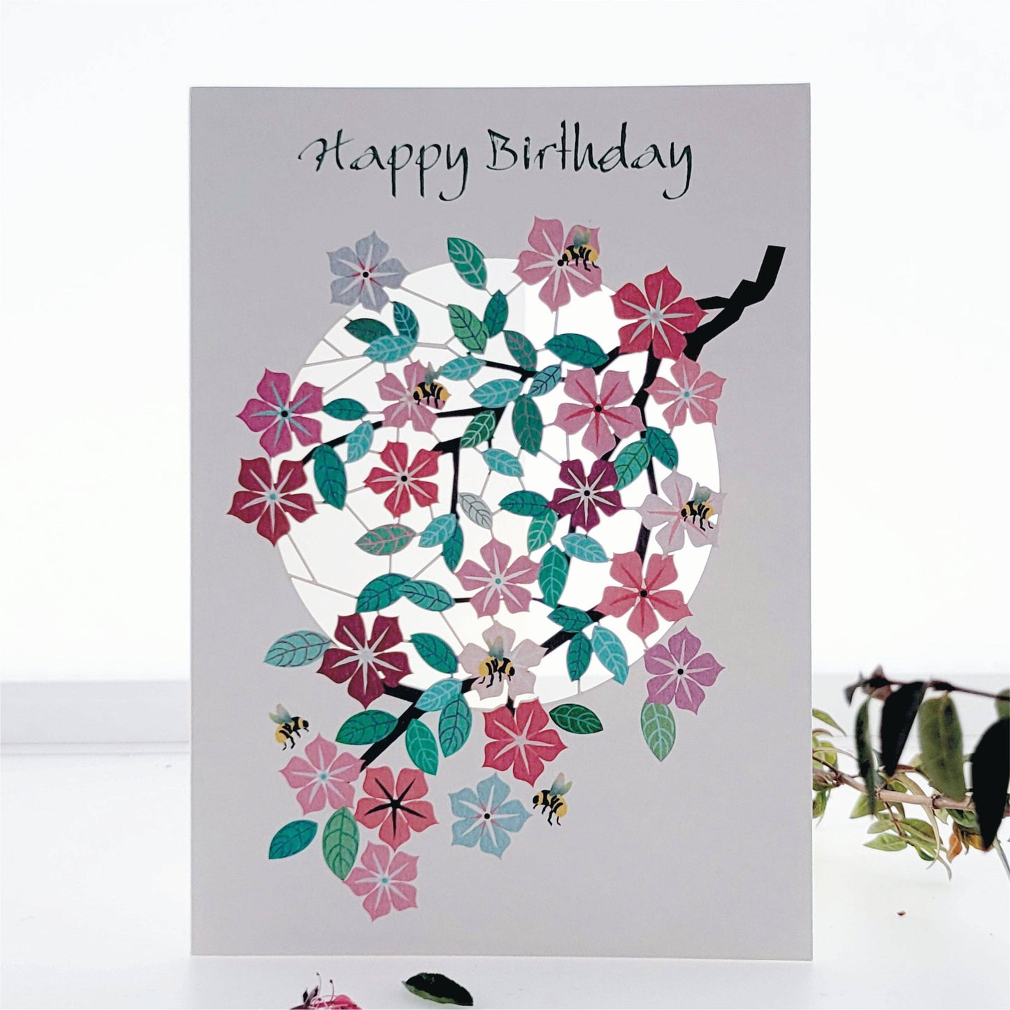 Bees and Blossom - Happy Birthday Card - PM860