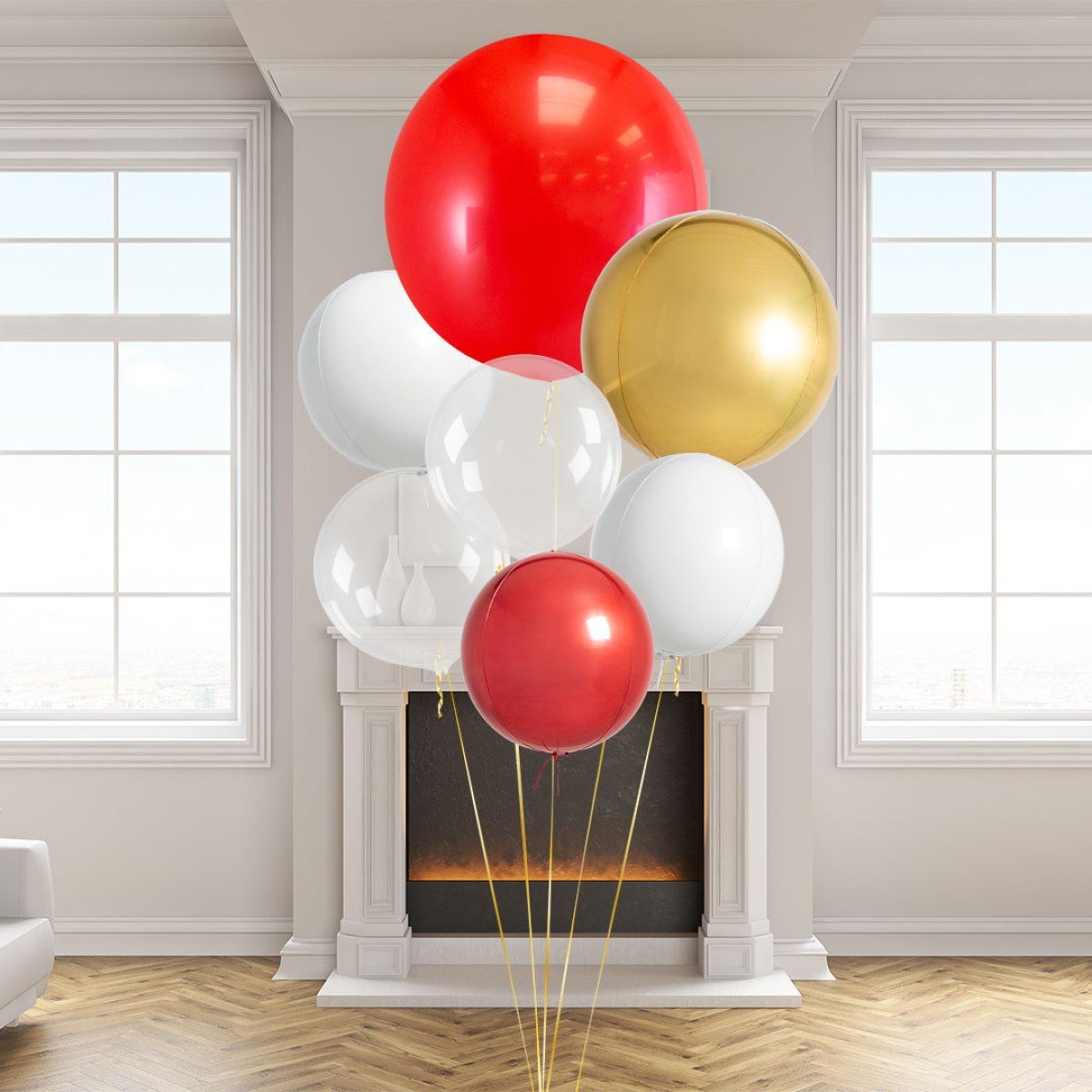 Red Party Giant Latex Balloon Bouquet (Helium Filled)