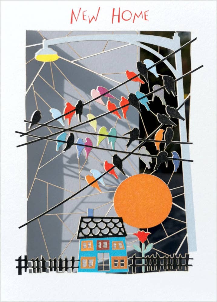 New Home Housewarming Card - House and Birds Design