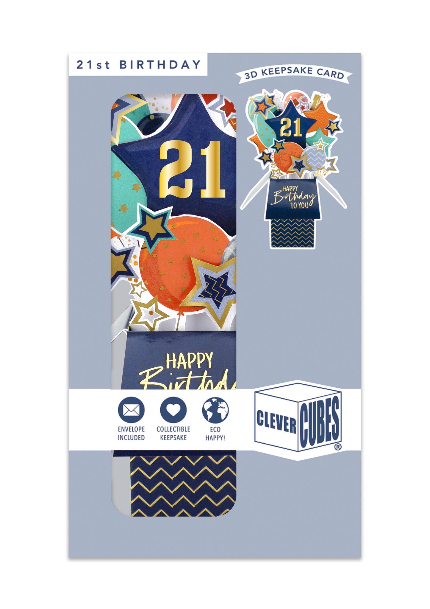 21st Balloons Stars - 3DPopUp's GreetingCard - Second Nature