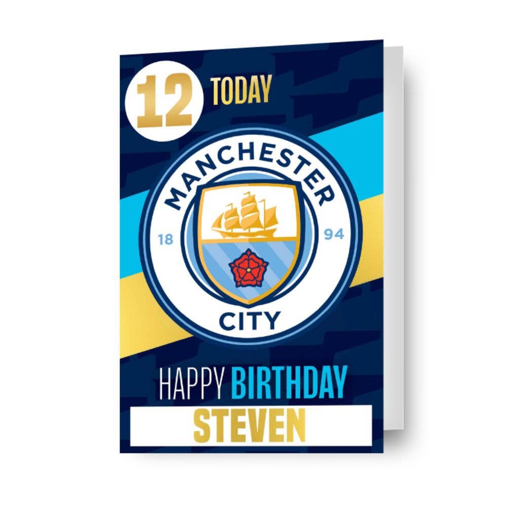 Manchester City FC Personalised Birthday Card With Sticker Sheet