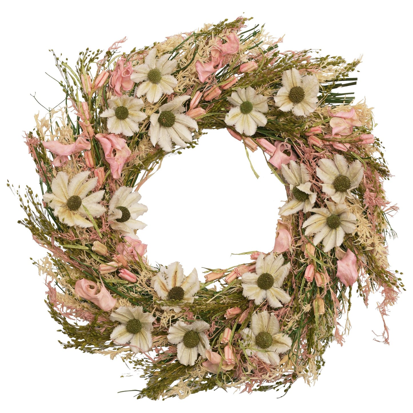 Hestia Dried Floral Wreath 25cm Pink