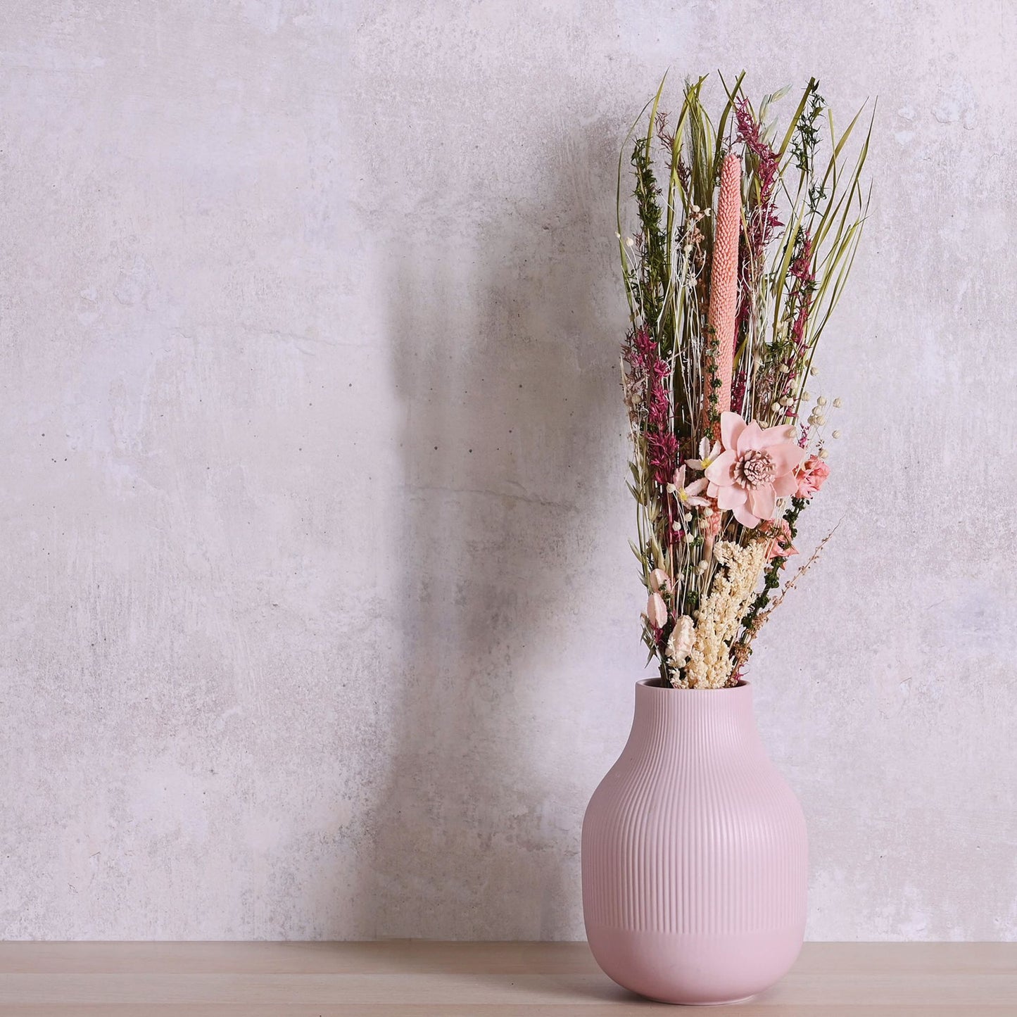 Hestia Dried Floral Bouquet 60cms - Pink