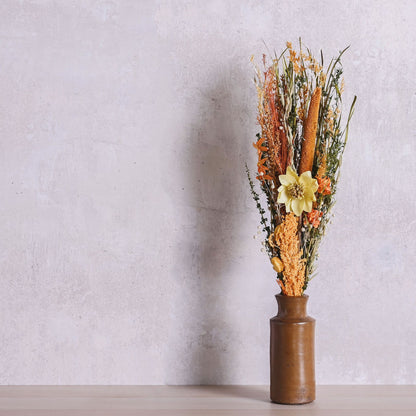Hestia Dried Floral Bouquet 60cms - Orange