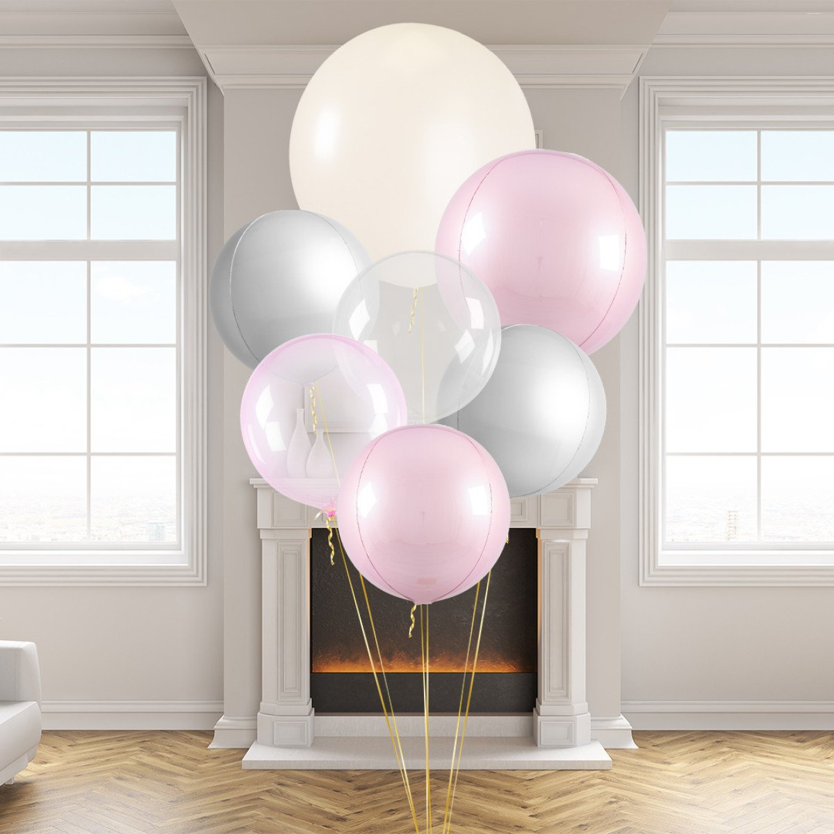 Baby Pink Giant Latex Balloon Bouquet (Helium Filled)