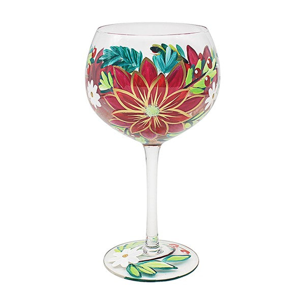 Handpainted Gin Glass Poinsetta