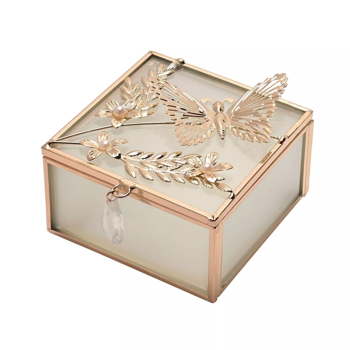 Sophia Classic Gold Butterfly Square Trinket Box