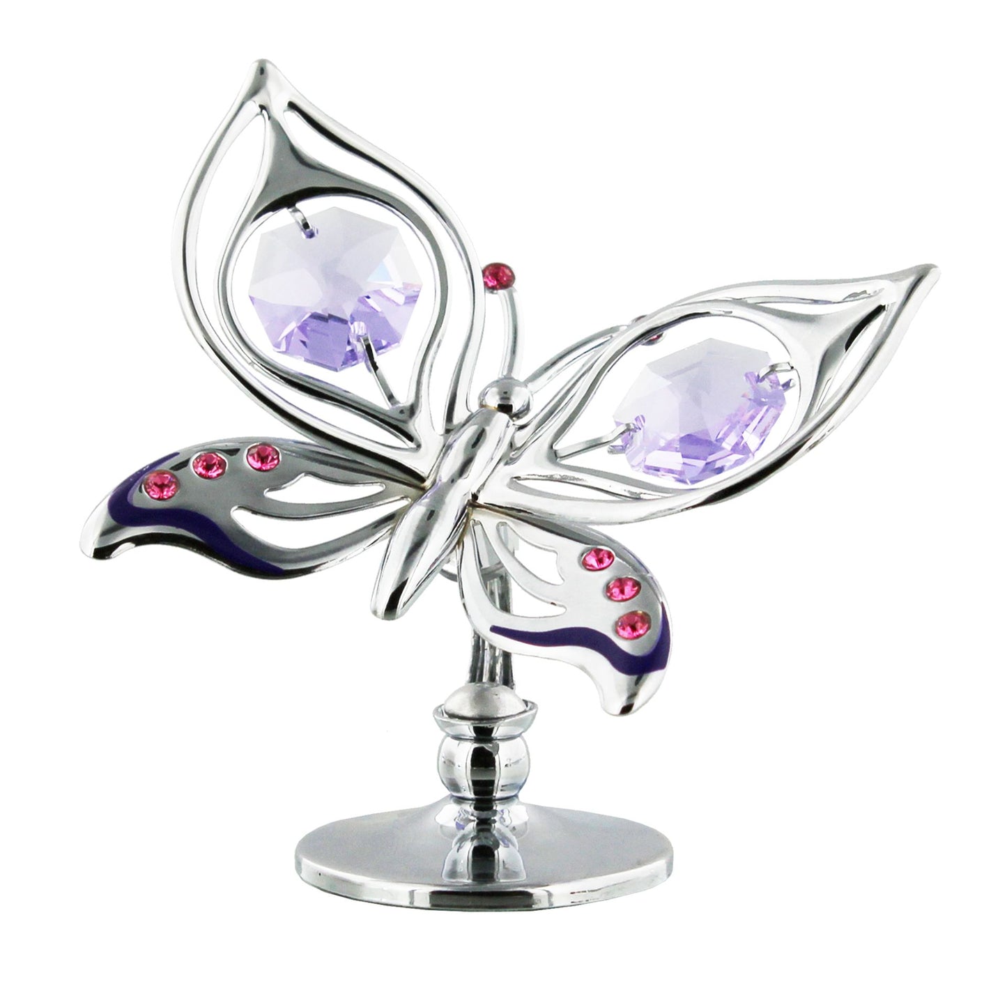 CRYSTOCRAFT CHROME PLATED ORCHID BUTTERFLY