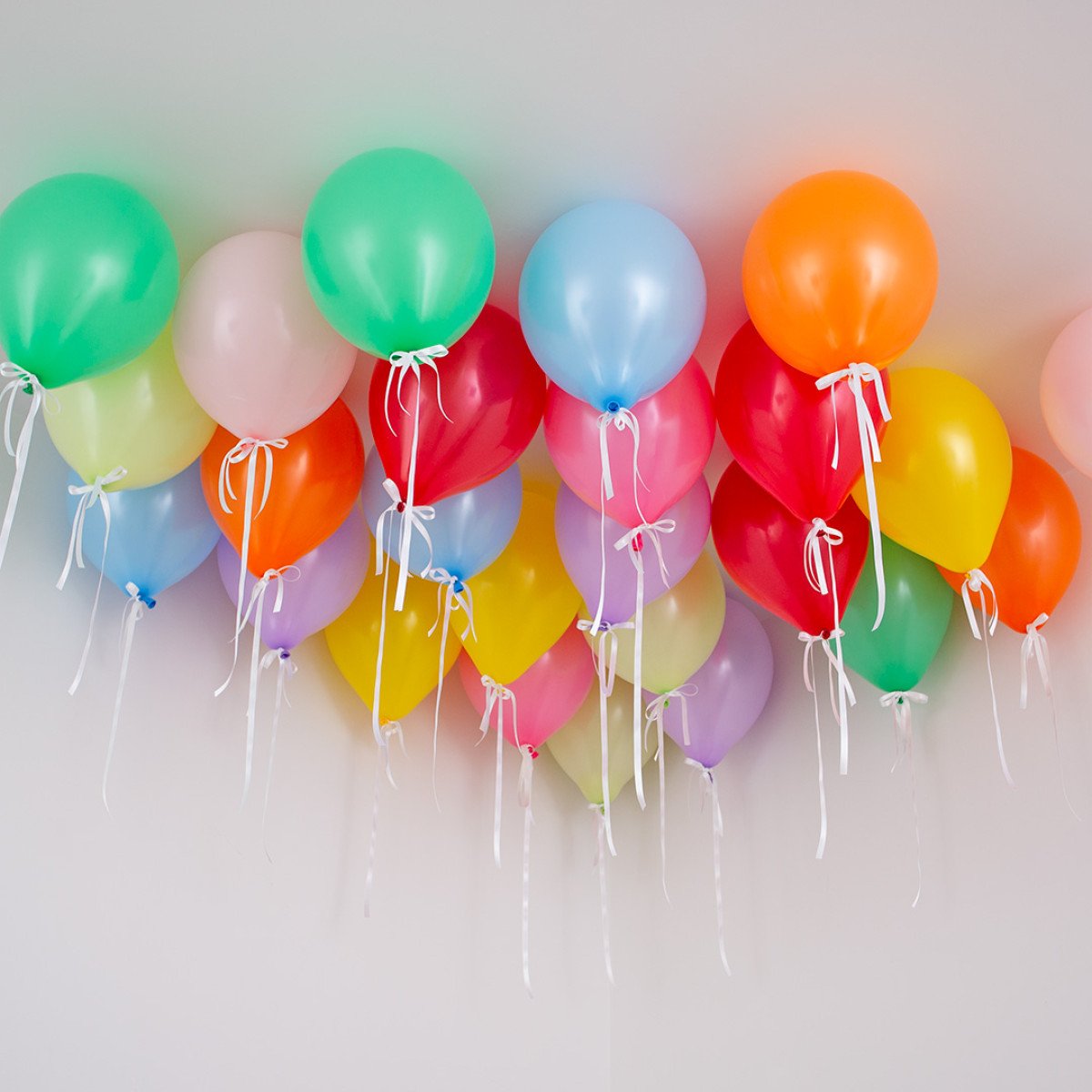 Bright Rainbow Latex Ceiling Balloons (Helium Filled)