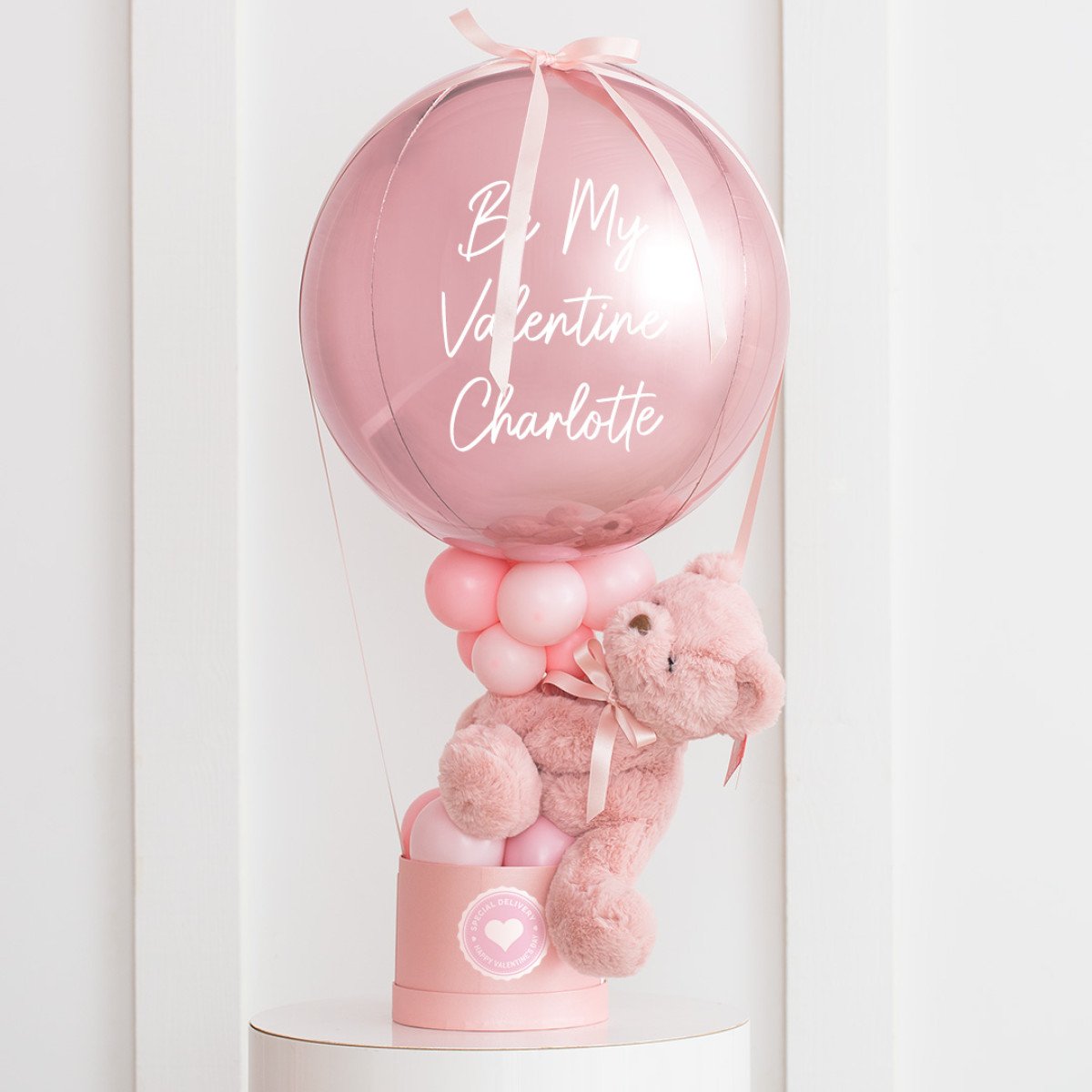 Pink Rose Gold Personalised Latex Hot Air Balloon (Toy Not Included)