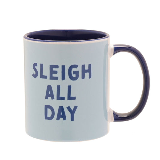 Navy Handled Mug - Sleigh All Day