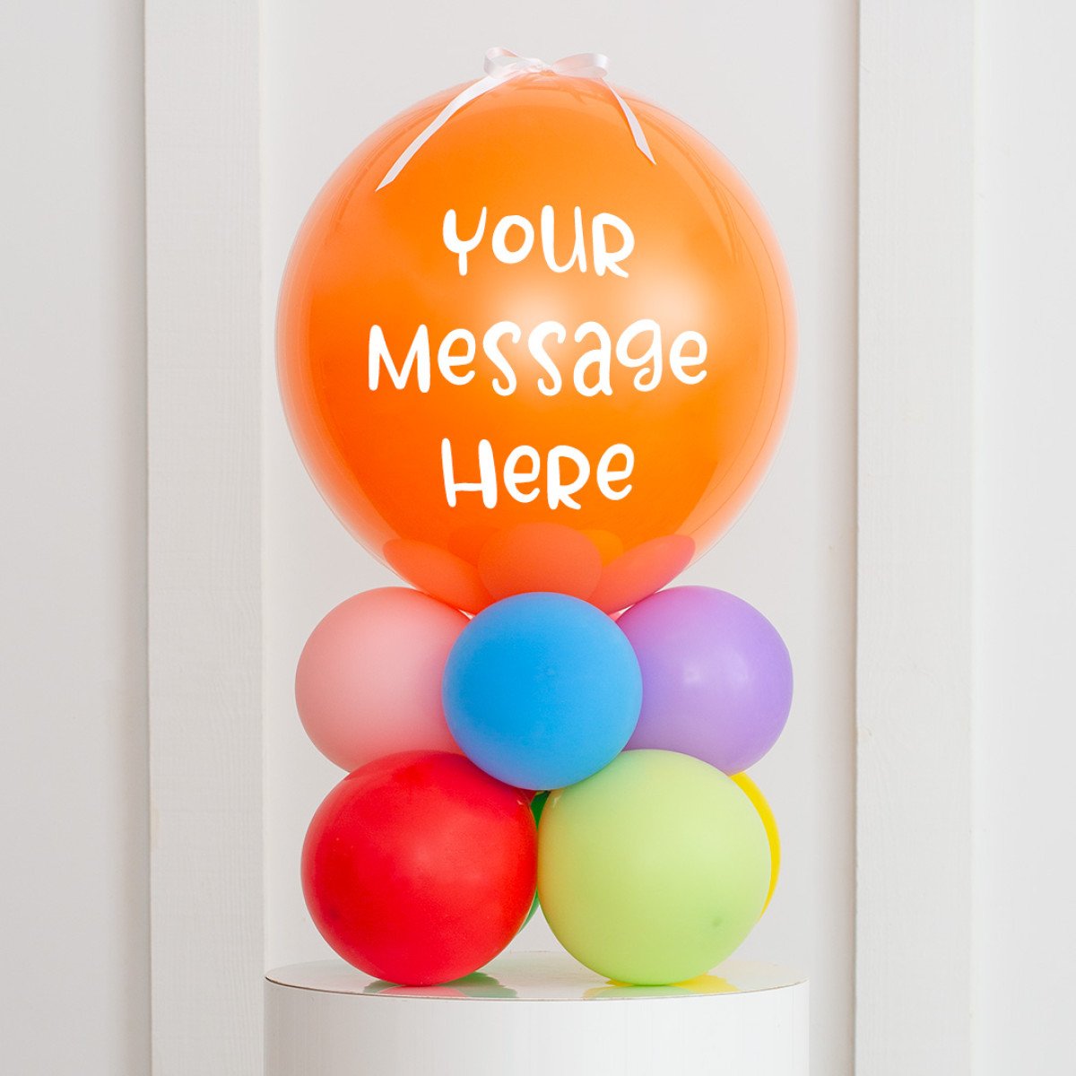 Bright Rainbow Latex Air Filled Personalised Bubble Stack