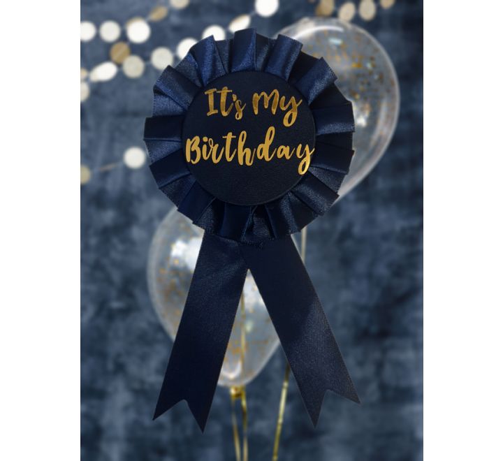 NAVY ITS MY BIRTHDAY ROSETTE