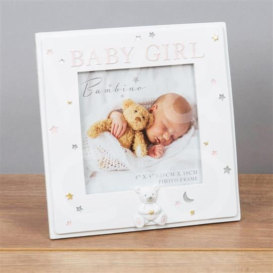 4" x 4" - Bambino Resin Baby Girl Photo Frame