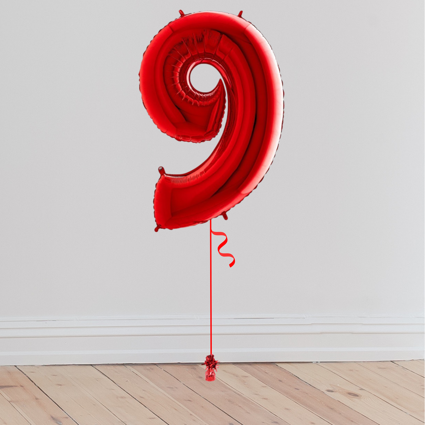<b> ONLINE EXCLUSIVE </b> <br>Giant Red Number Balloon <br>(Inflated with Helium & Weight Included)