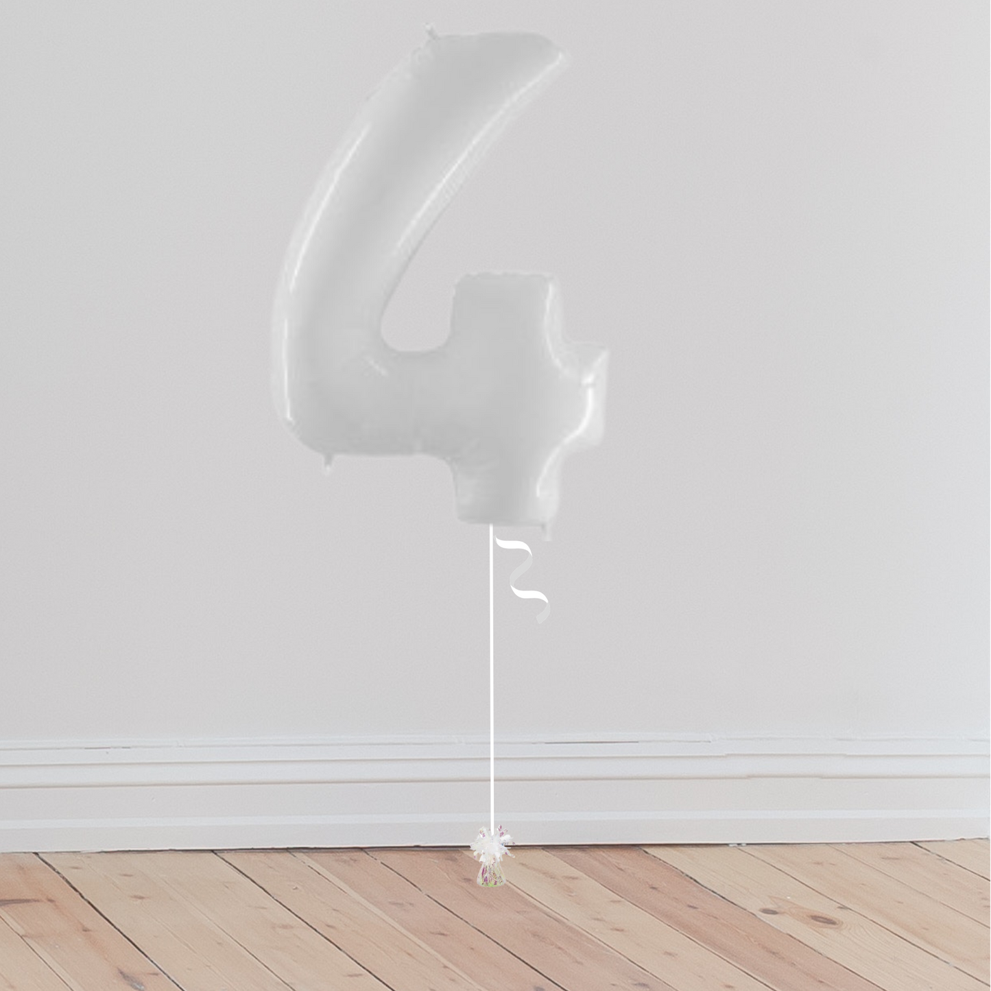 <b> ONLINE EXCLUSIVE </b> <br>Giant White Number Balloon <br>(Inflated with Helium & Weight Included)
