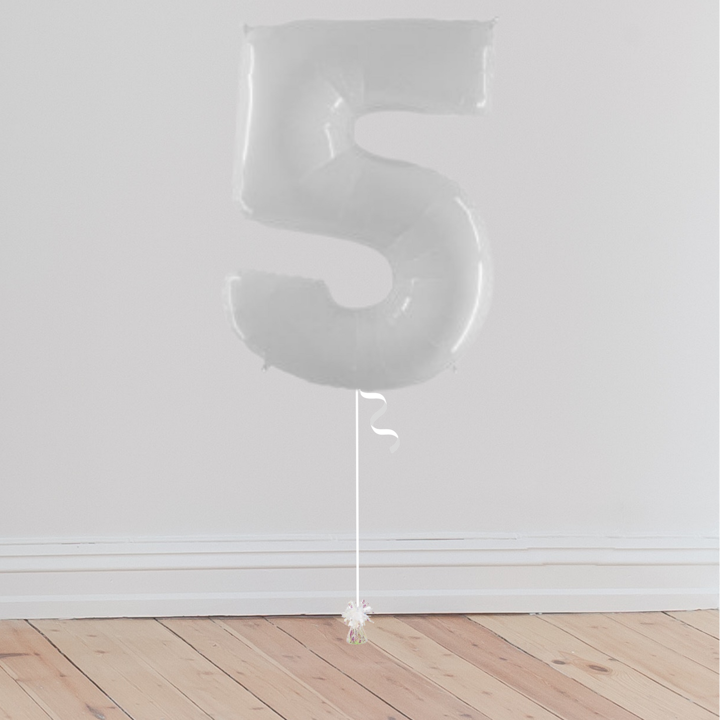 <b> ONLINE EXCLUSIVE </b> <br>Giant White Number Balloon <br>(Inflated with Helium & Weight Included)