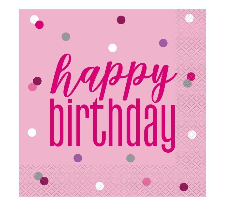 Glitz Pink Happy Birthday Napkins