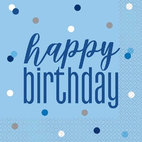 Glitz Blue & Silver Dots Happy Birthday Napkins